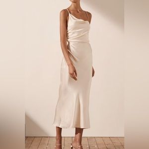 Shona Joy La Lune Asymmetrical Bias Cowl Midi Dress